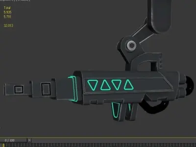 SCI FI TURRET GUN 3D  Low-poly 3D model