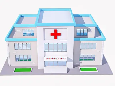 Hospital cartoon Low-poly 3D model