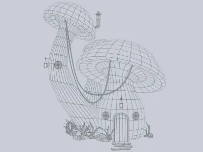 Mushroom house Low-poly 3D model