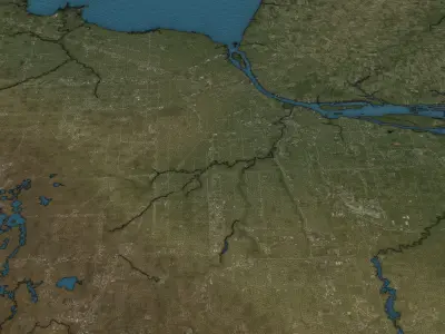 Detroit - Topography Terrain Low-poly 3D model