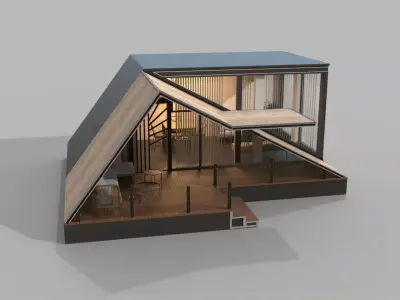 wooden house 3D model 7