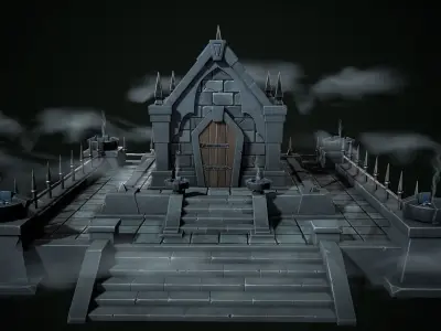 Stylized crypt Low-poly 3D model