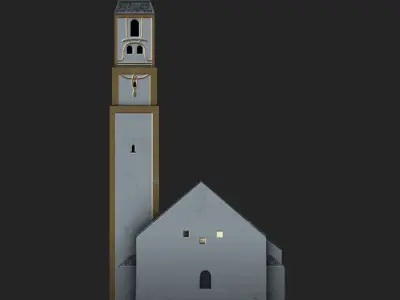 Pfronten Pfarrkirche Low-poly 3D model
