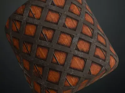 Heavy Industrial Steel Mesh on Wood PBR Seamless Texture