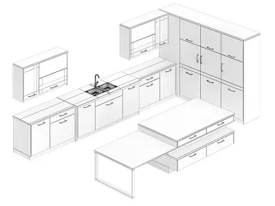 Kitchen Furniture Set 15 3D model