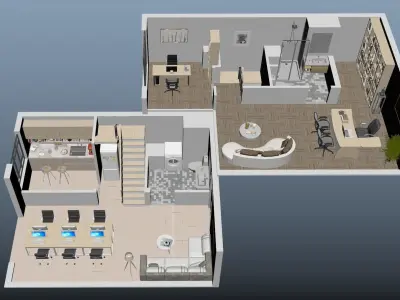 duplex Office apartment floorplan 2 3D model