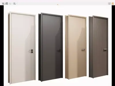 door Modern Wooden Interior Door with Furniture architectural 3D model purchase