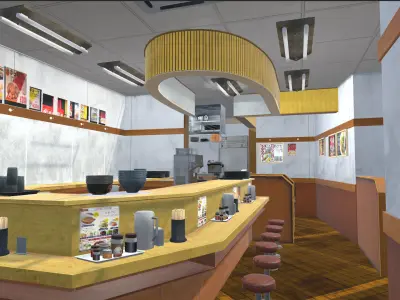 Japanese Canteen 3D Model - Unity Ready Low-poly 3D model