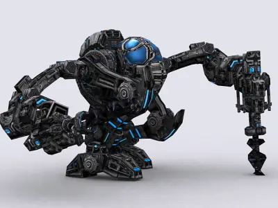 3DRT - Mech robot engineer - 06 Low-poly 3D model