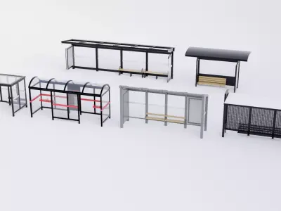 Bus Stop Collection 3D Model Pack