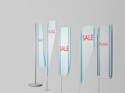 Marketing flag banners pack 3D model