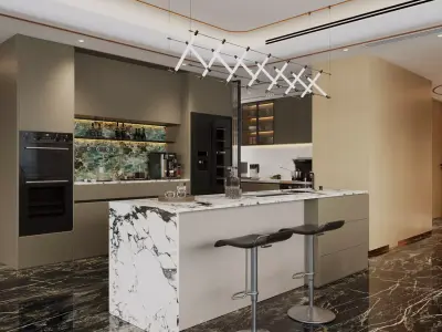 Italian style light luxury living room 3D model