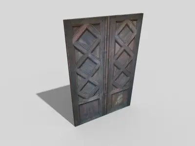 low poly door wooden Low-poly 3D model