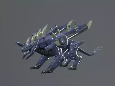 Mecha Dog Fantasy Low-poly 3D model