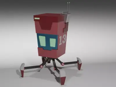 Stylized Robot Sci-Fi  Low-poly 3D model