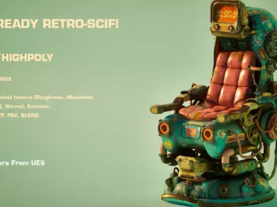 Cyberpunk Dieselpunk Retro Scifi Chair 3D model