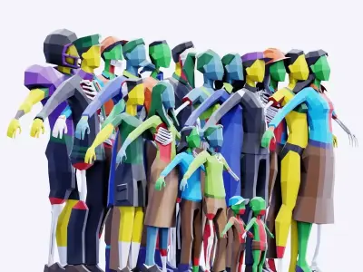 Low Poly Zombies - Animated and Rigged Low-poly 3D model