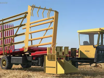 Stackcruiser Bale Loading Wagon Transport Vehicle Rigged 