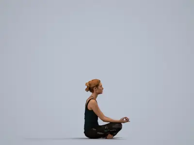 a woman sitting in the middle of a yoga pose 3D model