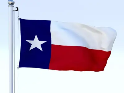 Animated Texas Flag Low-poly 3D model