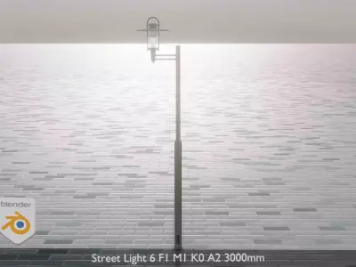 Street Light 6 F1 M1 K0 A2 3000mm Low-poly 3D model