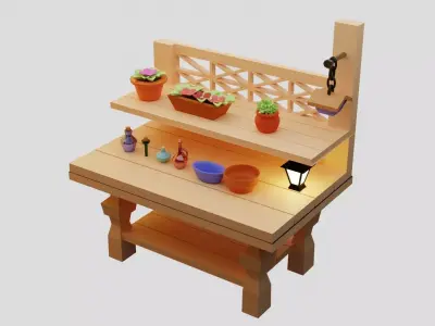 garden table Low-poly 3D model