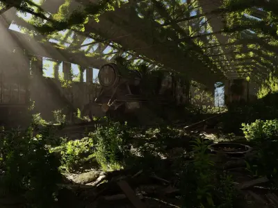 Abandoned Train Scene 3D model