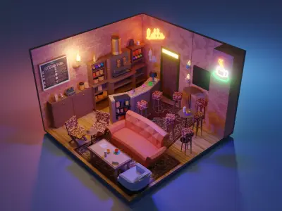Friends Central Perk Low-poly 3D model