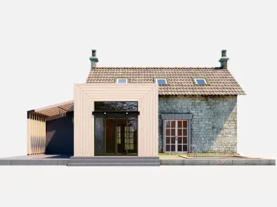 Old English cottage with a modern extension  3D model