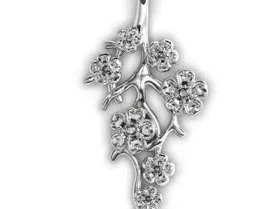 Sakura branch pendant 3D print model