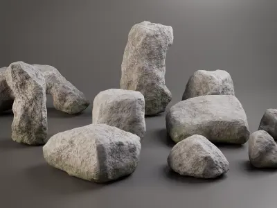 10 Low Poly Rocks 3D model