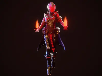 Cyberpunk HellDoom Robot Low-poly 3D model