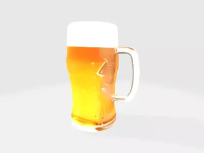 Glass of beer Low-poly 3D model