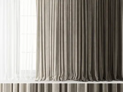 Curtains Long set 01 3D model