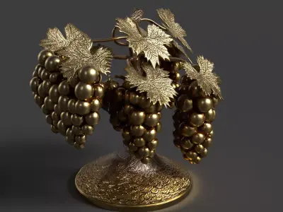 Chinese Golden Grape Figure  Low-poly 3D model