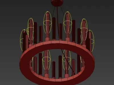 Titan chandelier made of wooden rods 3D model