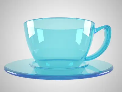 Glass Coffee Cup Light Cyan Color 3D model
