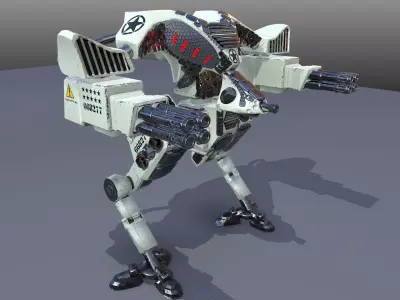 Battle mech low poly  Low-poly 3D model