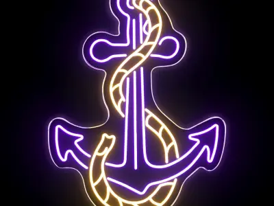 Ship Anchor Neon Sign 3D model