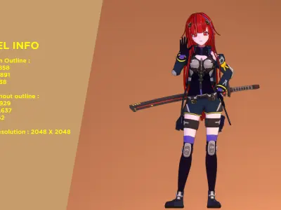 Anime Girl Codename IGNIS Low-poly 3D model