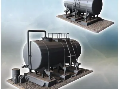 Large industrial tank with supporting structure and additional b 3D print model