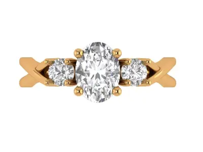 Oval Solitaire Ring 3D print model get
