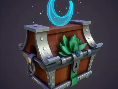 Personalized Moon Treasure Chest Low-poly 3D model