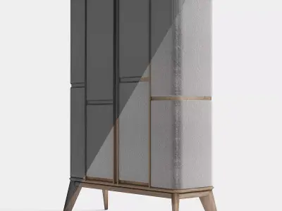 Commode modern cabinet with doors and drawers Low-poly 3D model