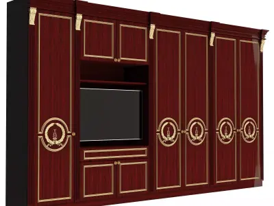 Classic Wardrobe Furniture 0401 Wood Low-poly 3D model