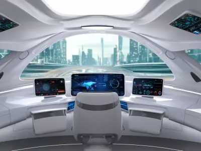 Future high -speed train cockpit 3D model