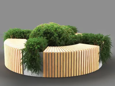 bench615 bench made of wood and plants 3D model