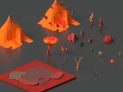 Low Poly Space Alien Worlds 3D Asset Pack Low-poly 3D model