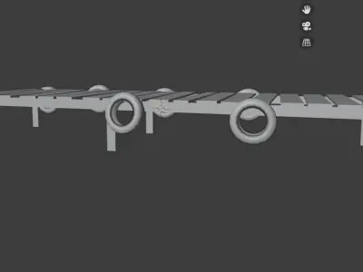 wood dock and tire Low-poly 3D model