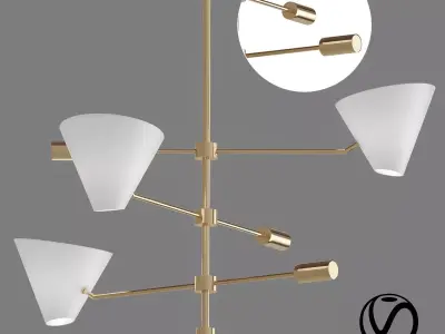 Italian Contemporarym Chandelier Hanging Light Metal Lampshade  3D model